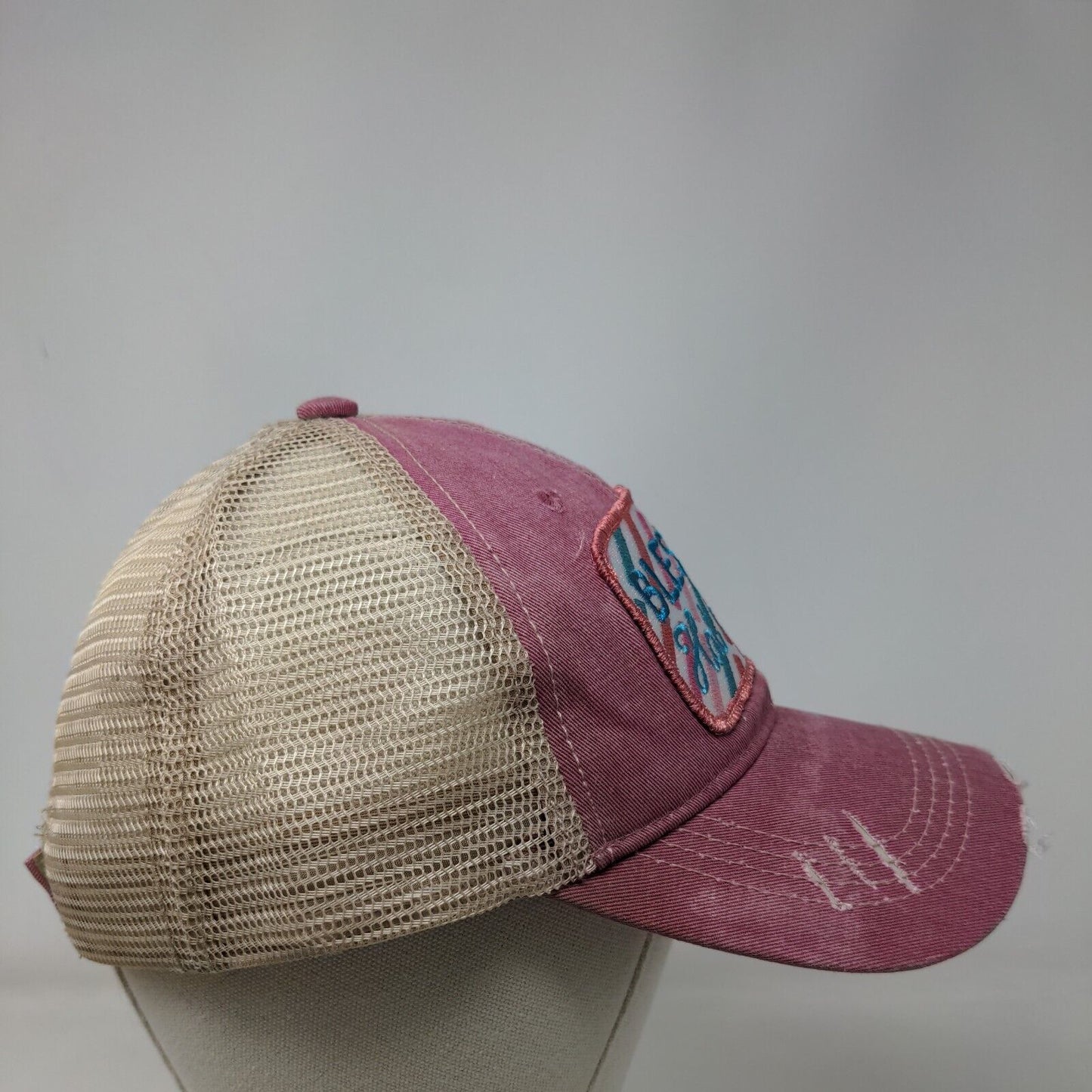Blessed Hot Mess Trucker Hat Multicolor One Size Mesh Back Distressed Katydid