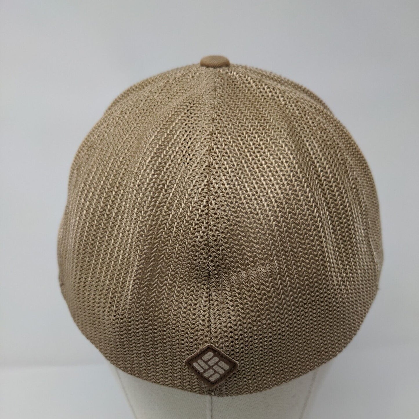 Tree Flag Fitted Mesh Back Trucker Hat Tan One Size Columbia Flexfit
