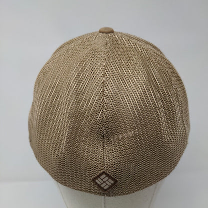 Tree Flag Fitted Mesh Back Trucker Hat Tan One Size Columbia Flexfit