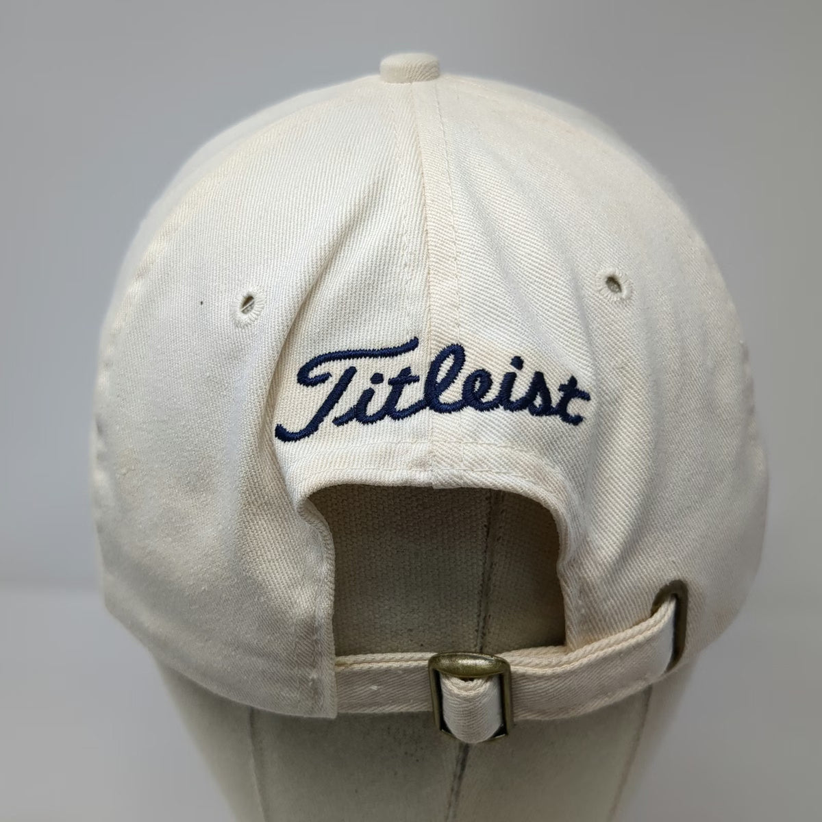 Titleist Baseball Cap White One Size Script Logo Navy Underbrim Hat Made in USA