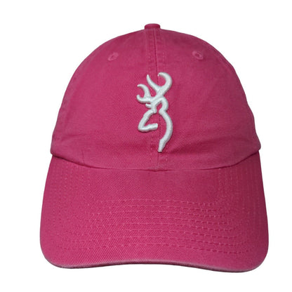 Browning Strapback Hat Pink OSFA Adjustable Embroidered Logo 6 Panel Cotton