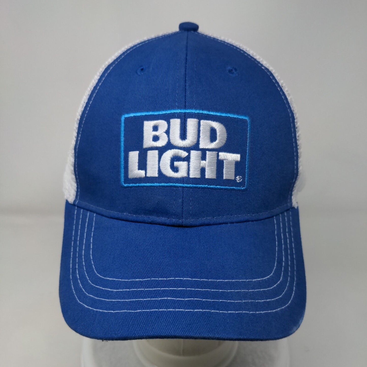 Bud Light Snapback Trucker Hat Blue OSFA Adjustable Embroidered Mesh Back