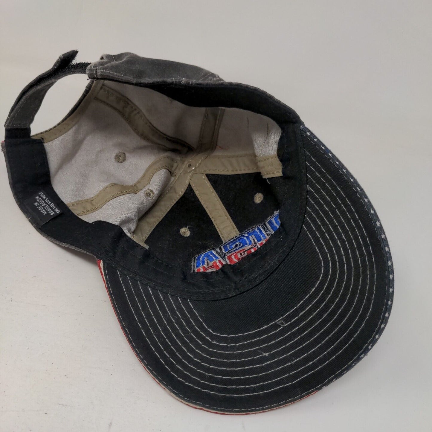 USA Strapback Hat Black OSFM Adjustable Embroidered Patriotic 6 Panel