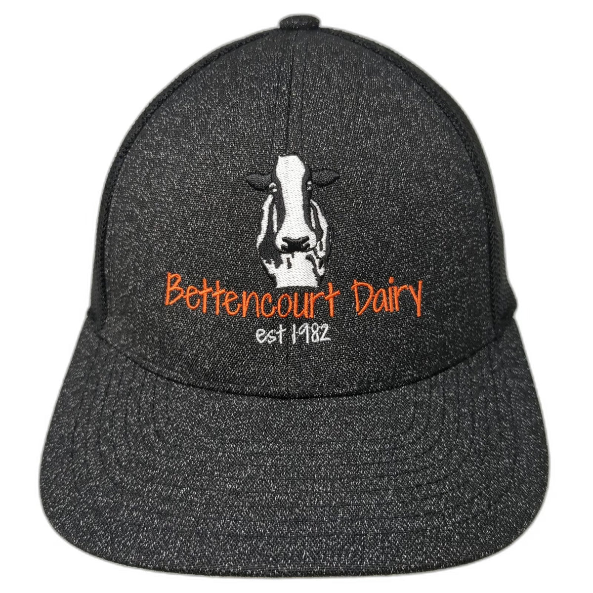 Bettencourt Dairy Cow Logo Baseball Cap Black One Size Mesh Stretch Fitted Hat