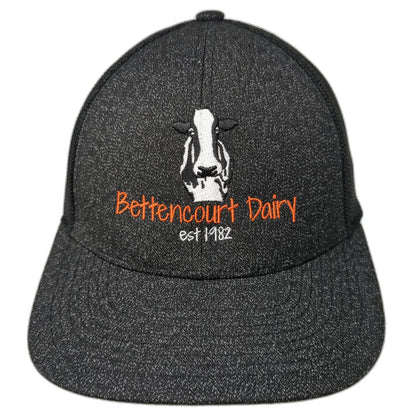 Bettencourt Dairy Cow Logo Baseball Cap Black One Size Mesh Stretch Fitted Hat