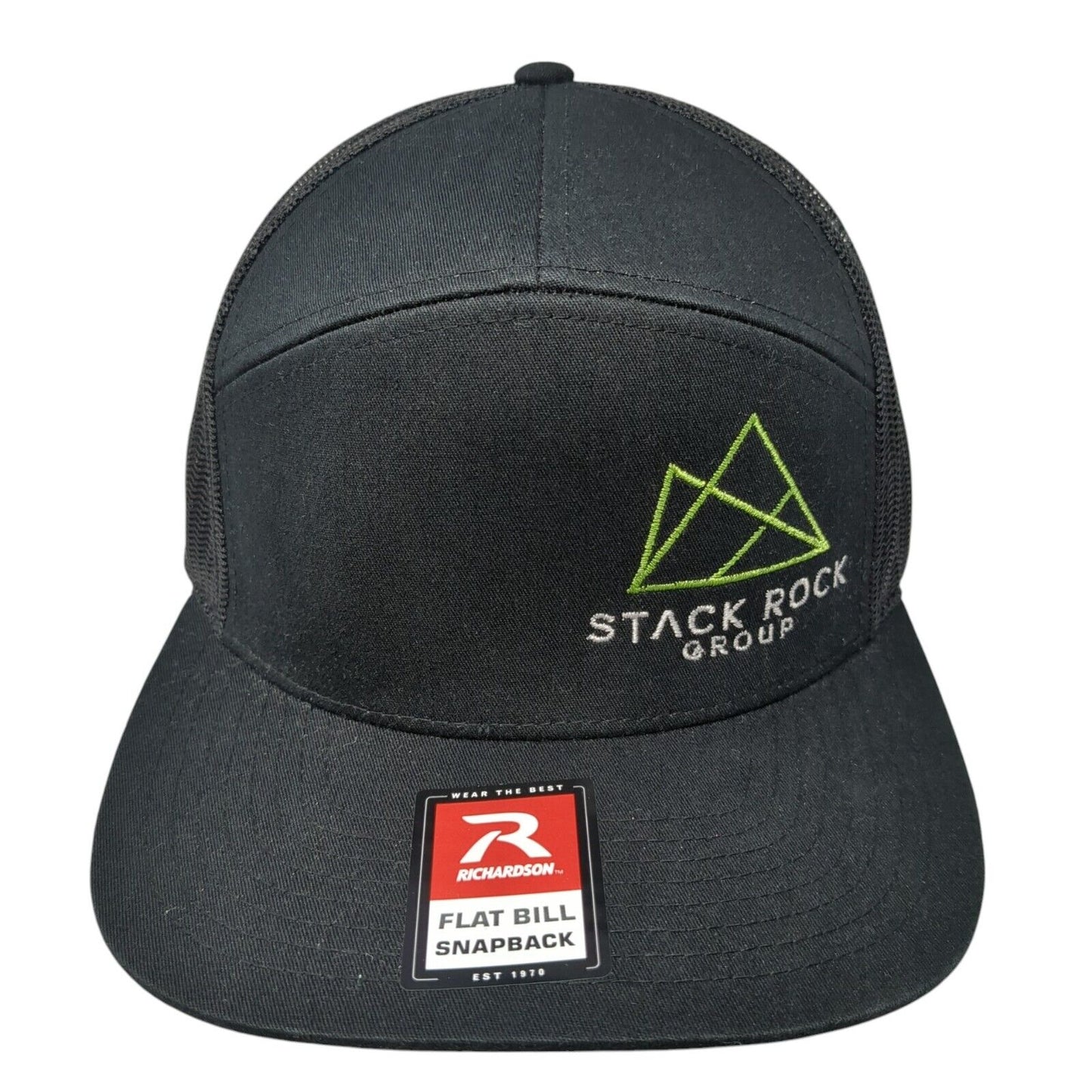 Stack Rock Group Snapback Trucker Hat Black One Size Mesh Back Flat Bill