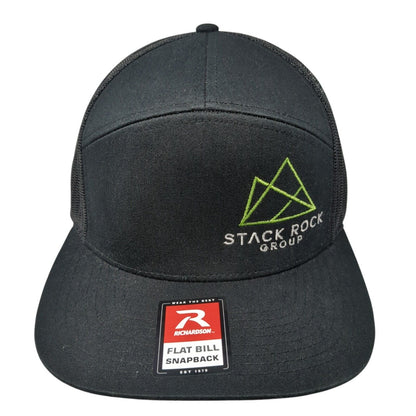 Stack Rock Group Snapback Trucker Hat Black One Size Mesh Back Flat Bill