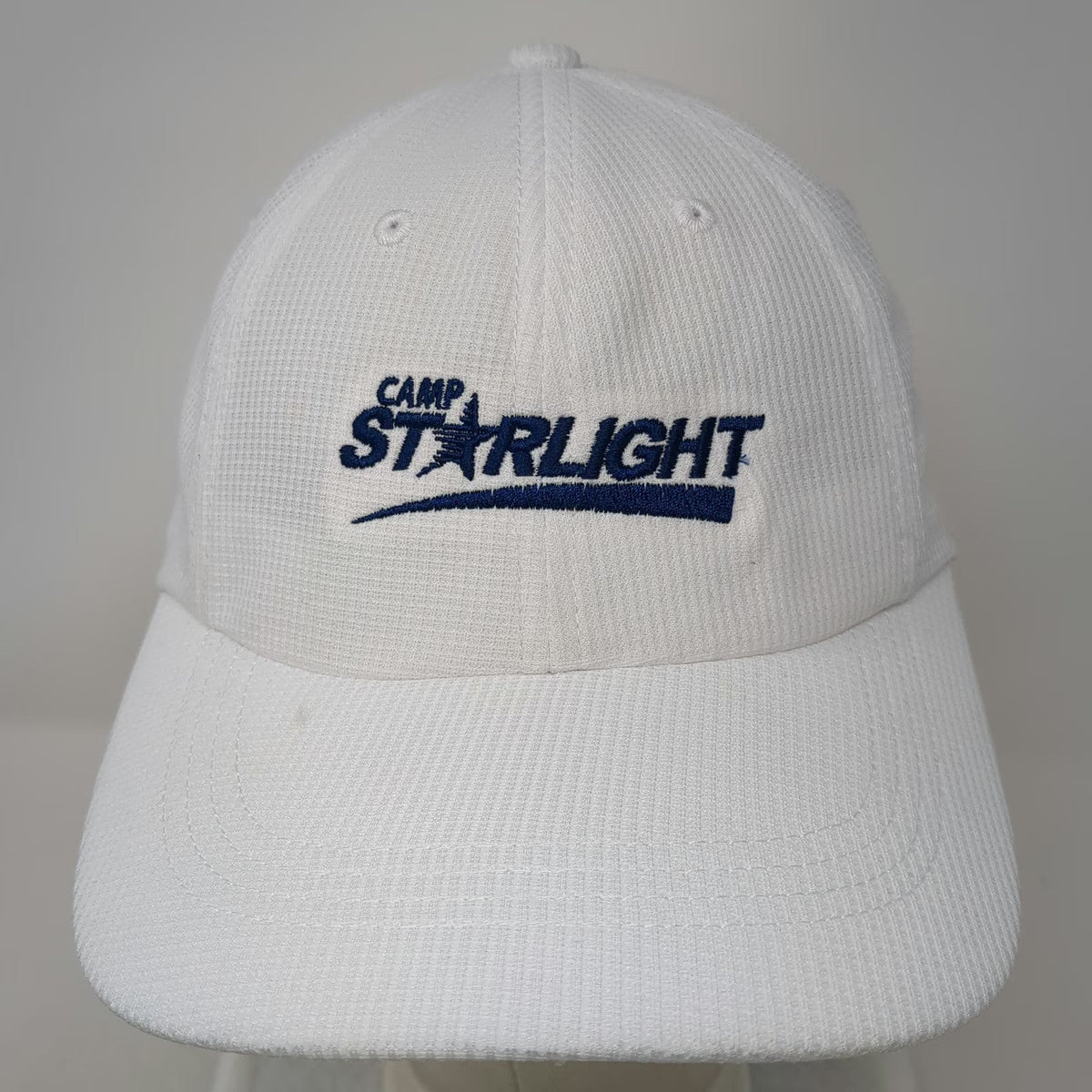 Port Authority Baseball Cap White OSFM Camp Starlight Blue Strapback Hat Logo