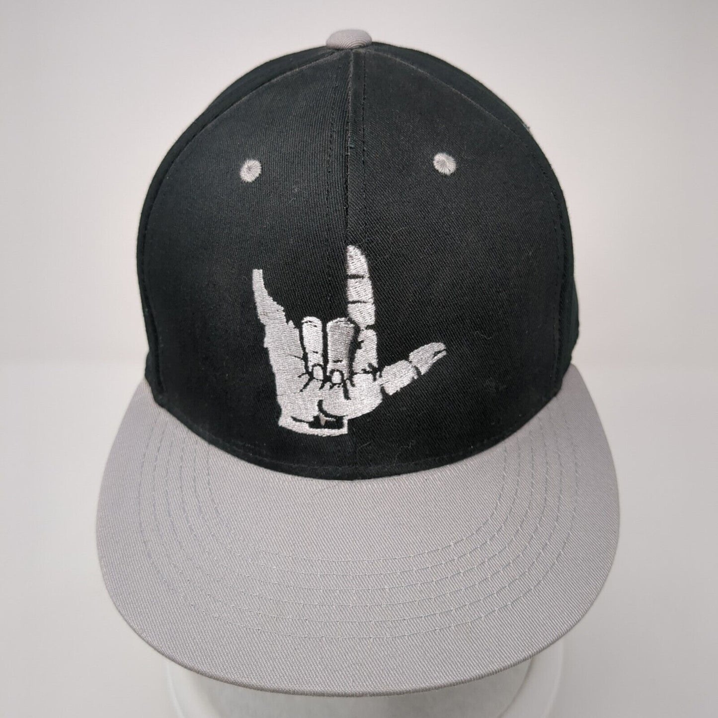 Shaka Sign Premium Snapback Hat Black One Size Adjustable Embroidered Cotton