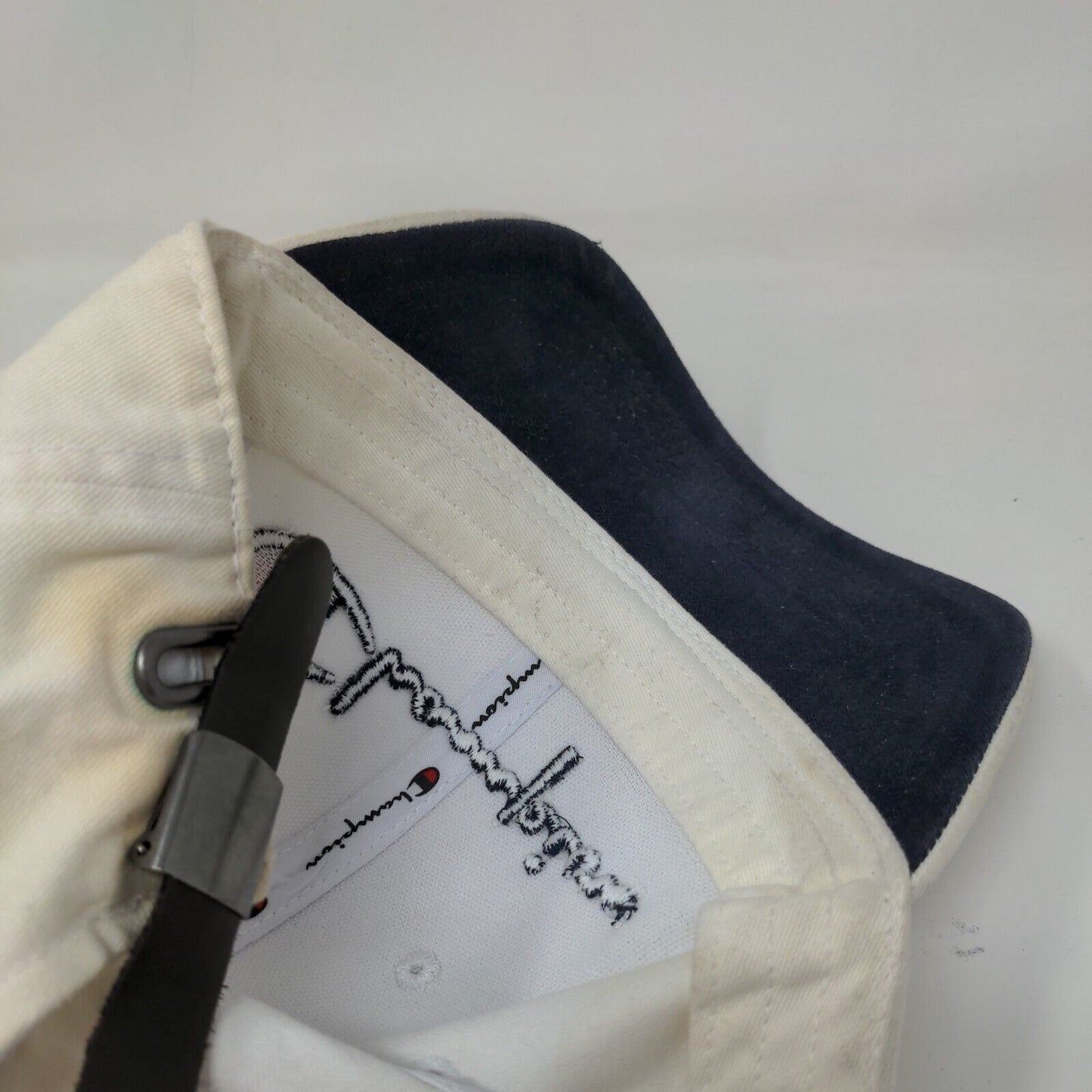 Champion Slideback Hat White One Size Adjustable Embroidered Vented Holes
