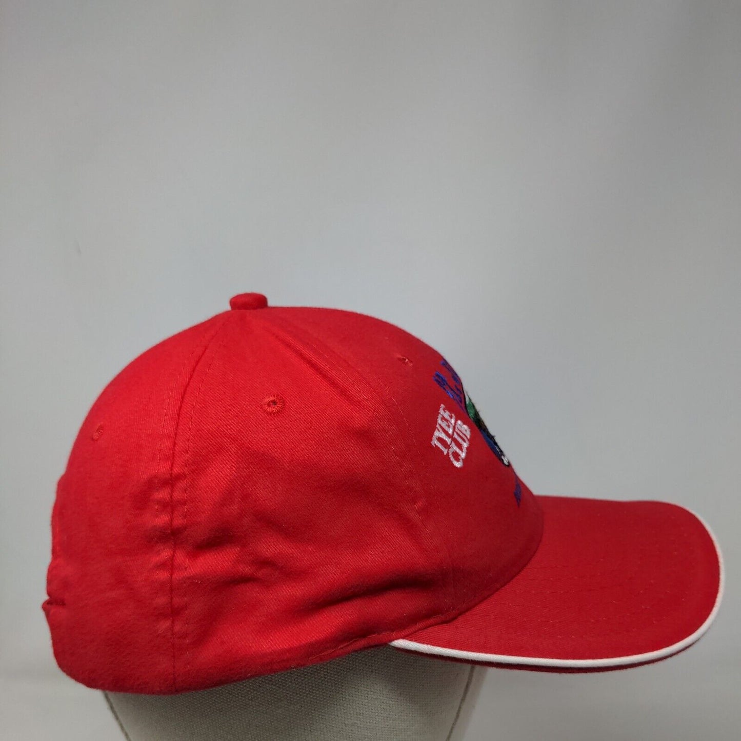 St. John's Fishing Lodge Tyee Club Strapback Hat Red One Size Adjustable Cotton