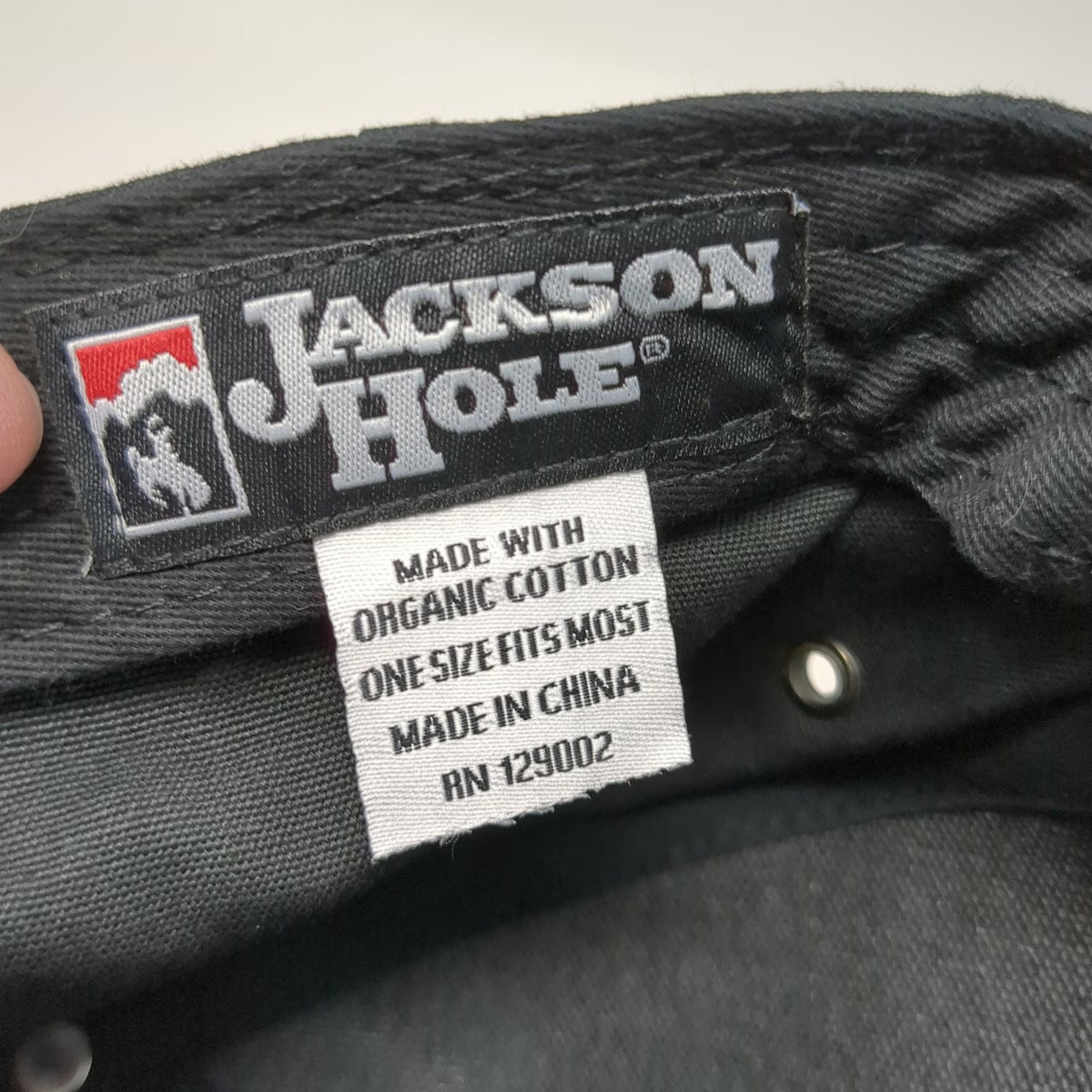 Jackson Hole Baseball Cap Black OSFM Strapback Organic Cotton Canvas Hat Bronco