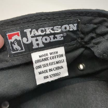 Jackson Hole Baseball Cap Black OSFM Strapback Organic Cotton Canvas Hat Bronco