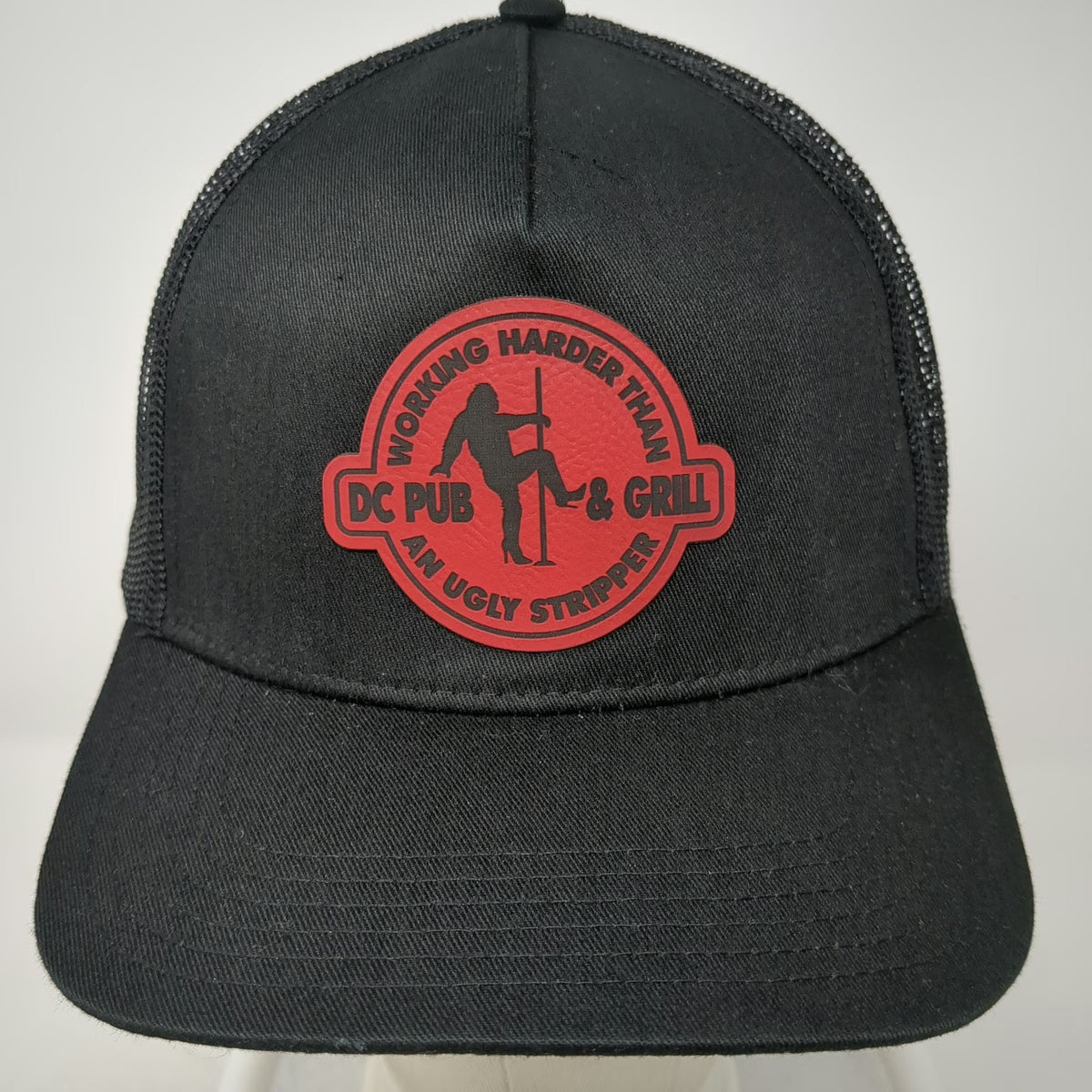 Otto Trucker Hat Black One Size Red DC Pub & Grill Graphic Patch Mesh Snapback