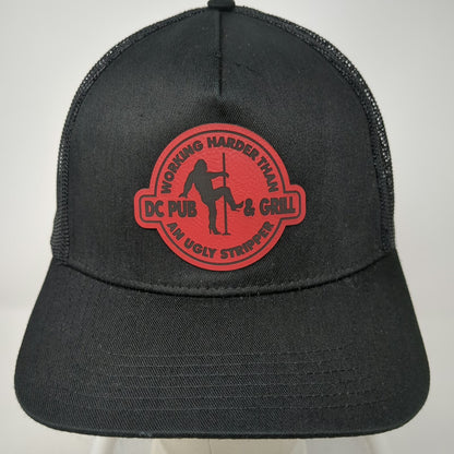Otto Trucker Hat Black One Size Red DC Pub & Grill Graphic Patch Mesh Snapback
