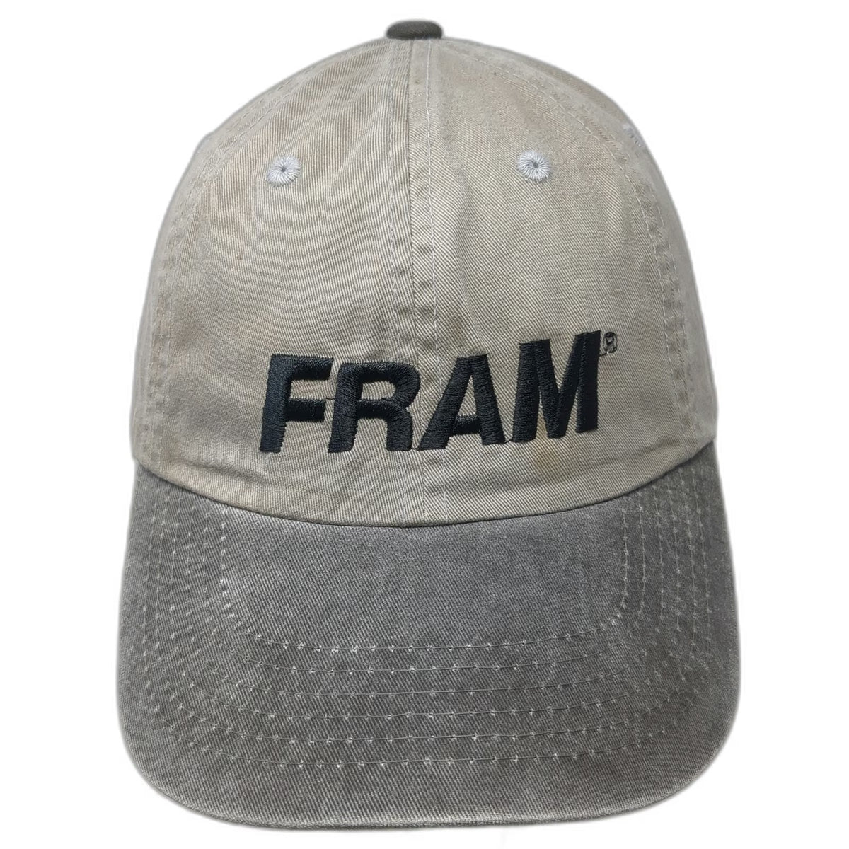 Port Authority Baseball Cap Beige Gray One Size FRAM Two-Tone Embroidered Hat