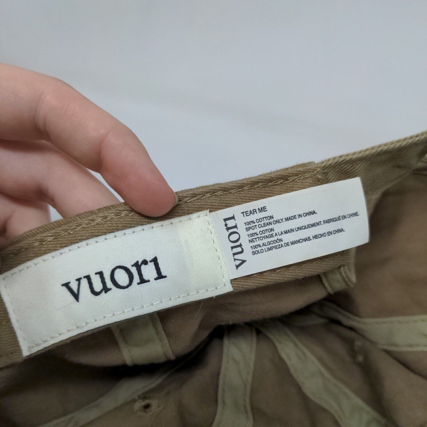 Vuori Slideback Hat Greenish-Tan One Size Embroidered Adjustable 6 Panel