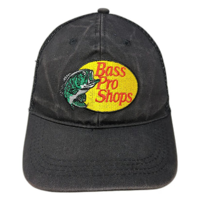 Bass Pro Shops Trucker Hat Black One Size Mesh Back Snapback Bass Fish Patch
