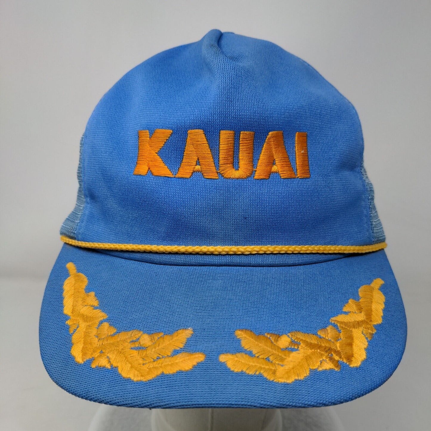 Kauai Snapback Mesh Back Rope Trucker Hat Blue One Size Scrambled Eggs