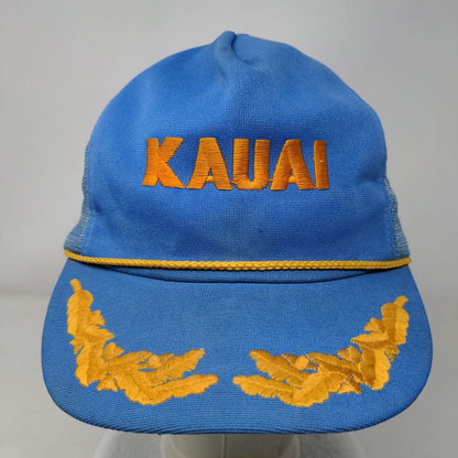 Kauai Snapback Mesh Back Rope Trucker Hat Blue One Size Scrambled Eggs