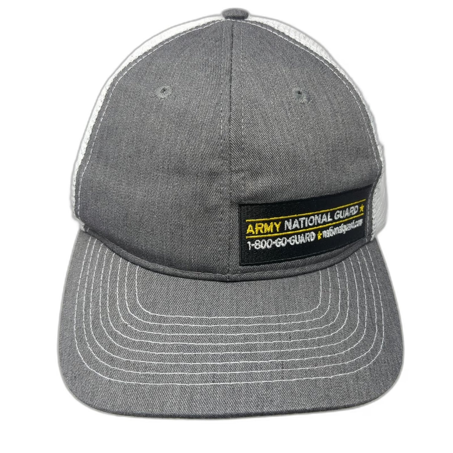 Army National Guard Trucker Hat Gray One Size Mesh Snapback Contrast Stitching