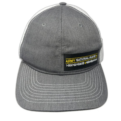 Army National Guard Trucker Hat Gray One Size Mesh Snapback Contrast Stitching