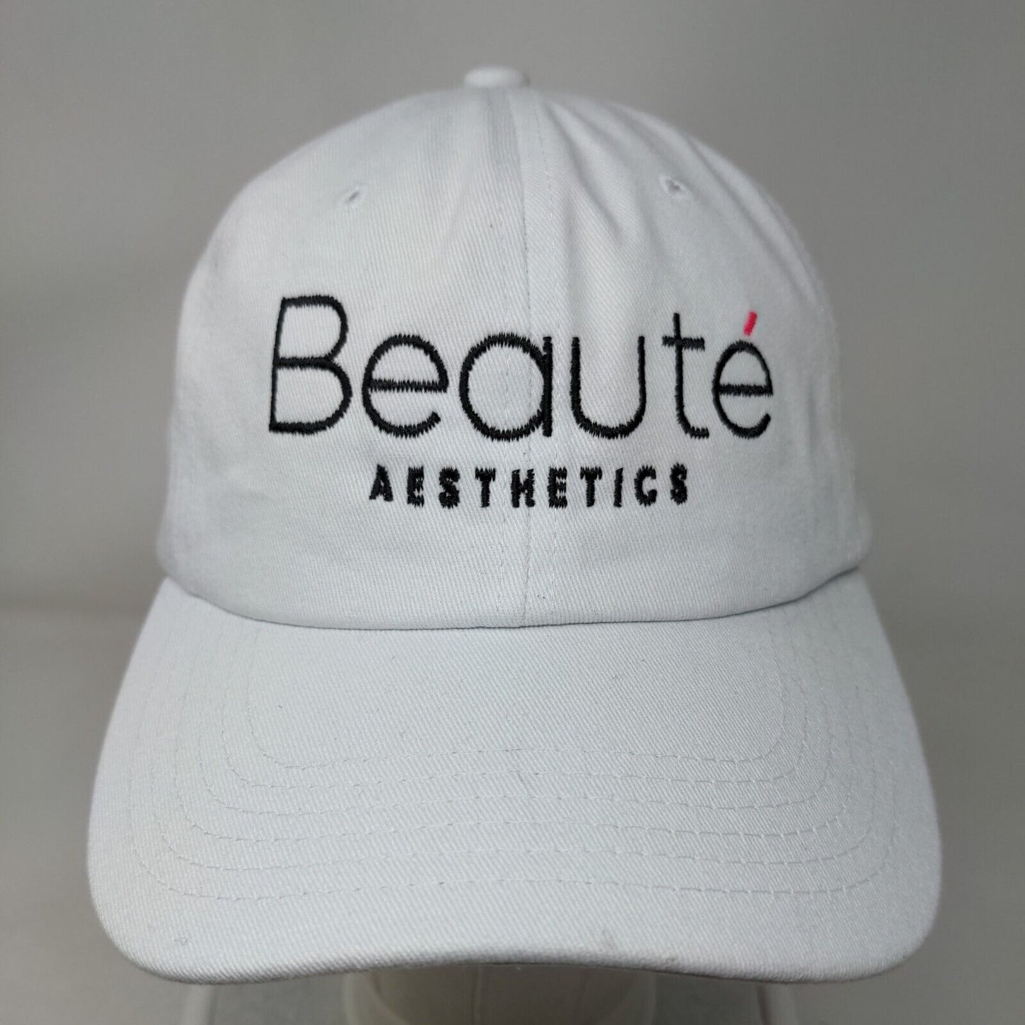 Beaute Aesthetics Slideback Hat White One Size Embroidered Adjustable