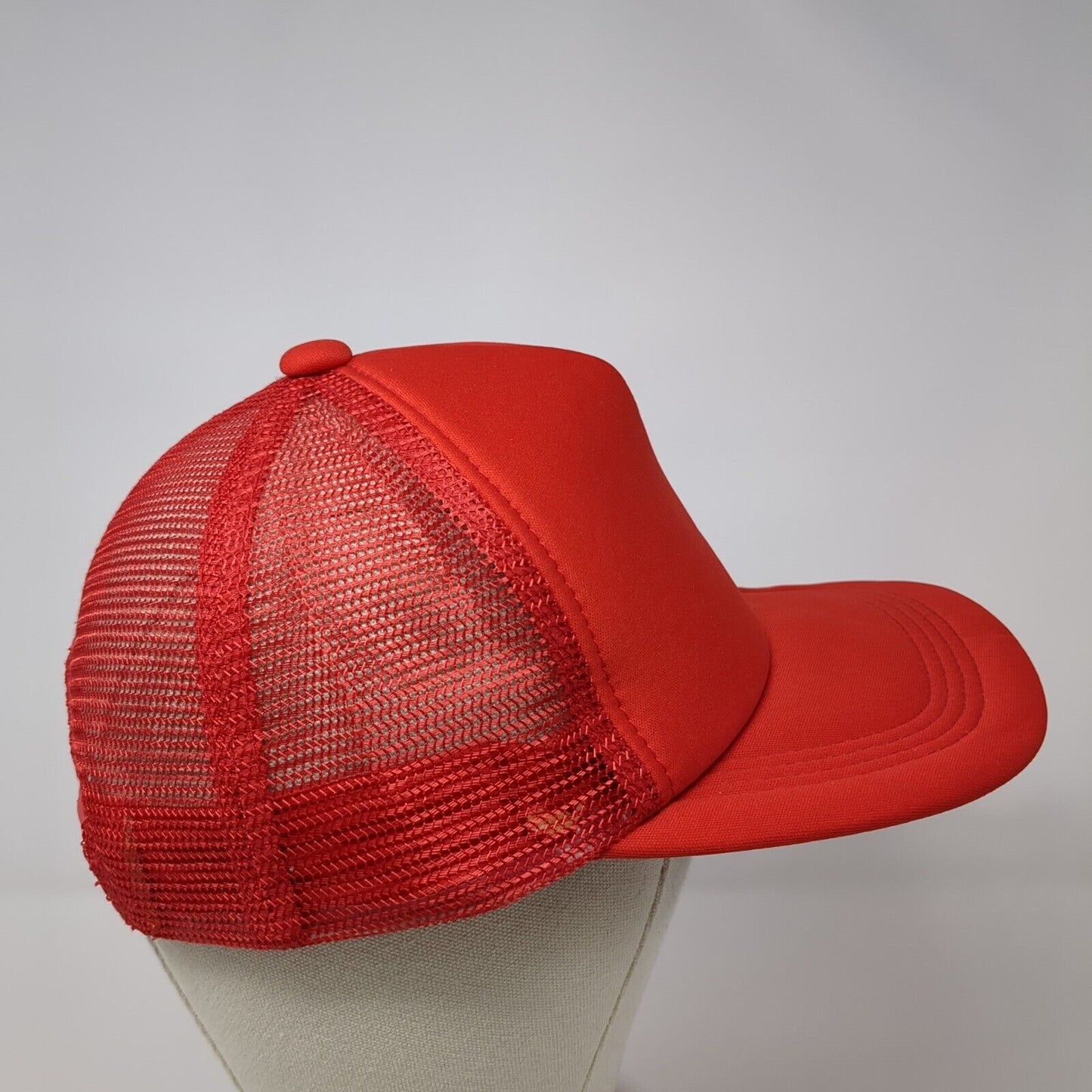 Unbranded Snapback Trucker Hat Red One Size Adjustable Mesh Back Blank Polyester