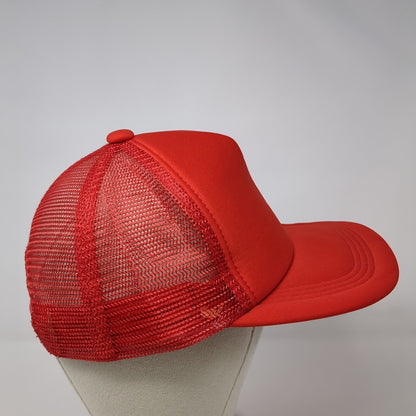 Unbranded Snapback Trucker Hat Red One Size Adjustable Mesh Back Blank Polyester