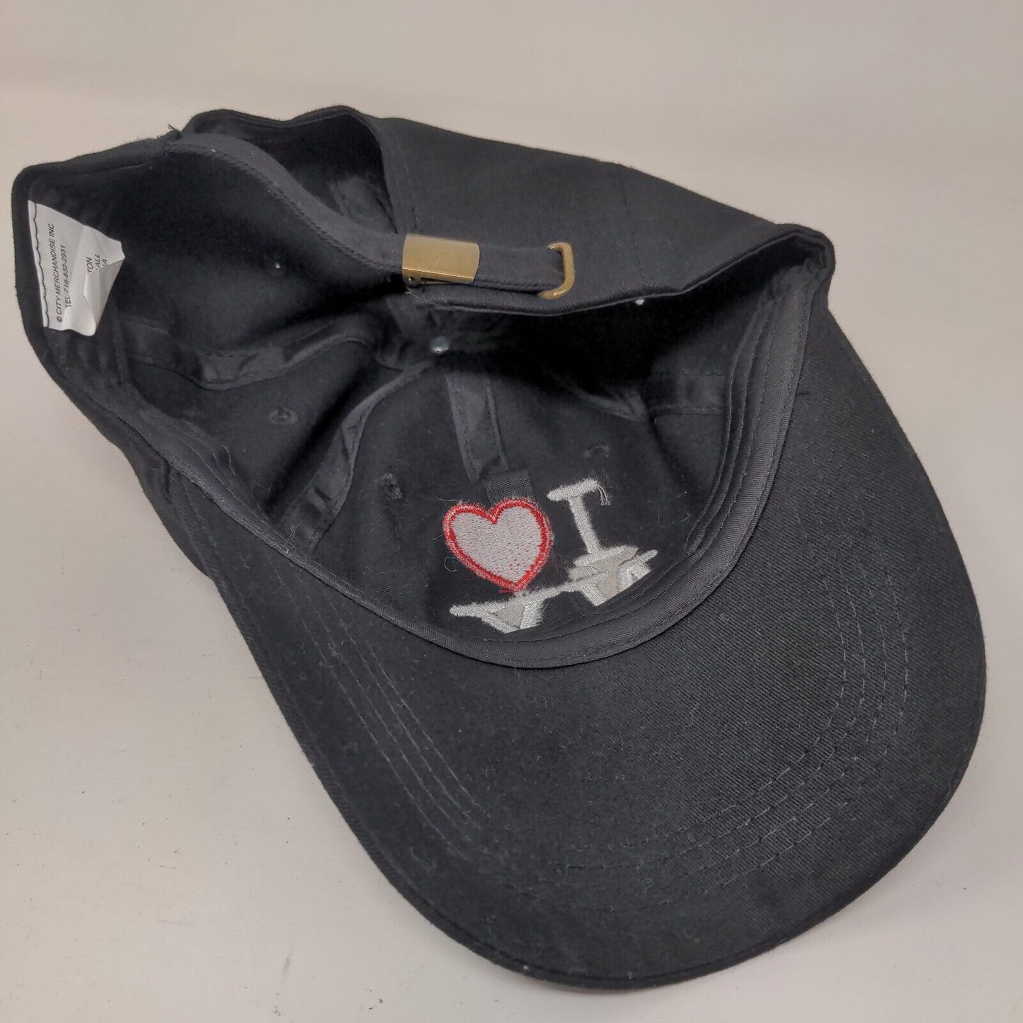 I Love NY Slideback Hat Black OSFA Embroidered Adjustable 6 Panel