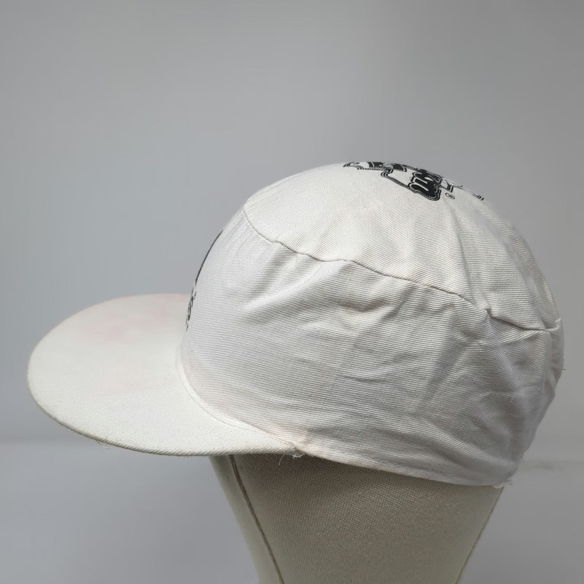 Adidas Army Cap White One Size Equipment Logo Elastic Back Flat Brim 3 Panel Hat