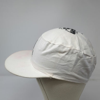 Adidas Army Cap White One Size Equipment Logo Elastic Back Flat Brim 3 Panel Hat