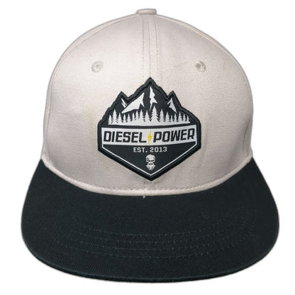 Diesel Power Gear Baseball Cap Beige Black One Size Flat Brim Stretch Fit Hat