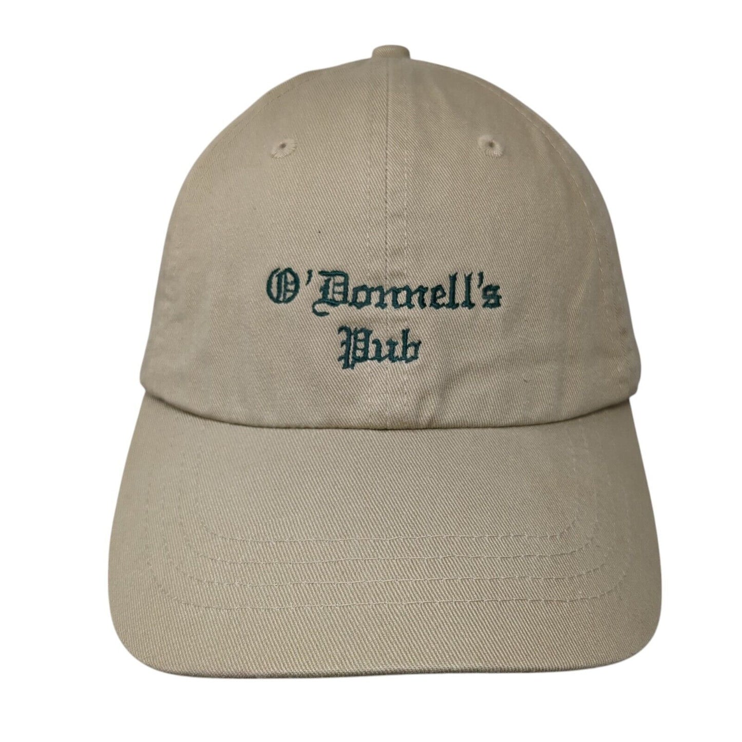 O’Donnell’s Pub Slideback Hat Tan One Size Adjustable Embroidered Headshots