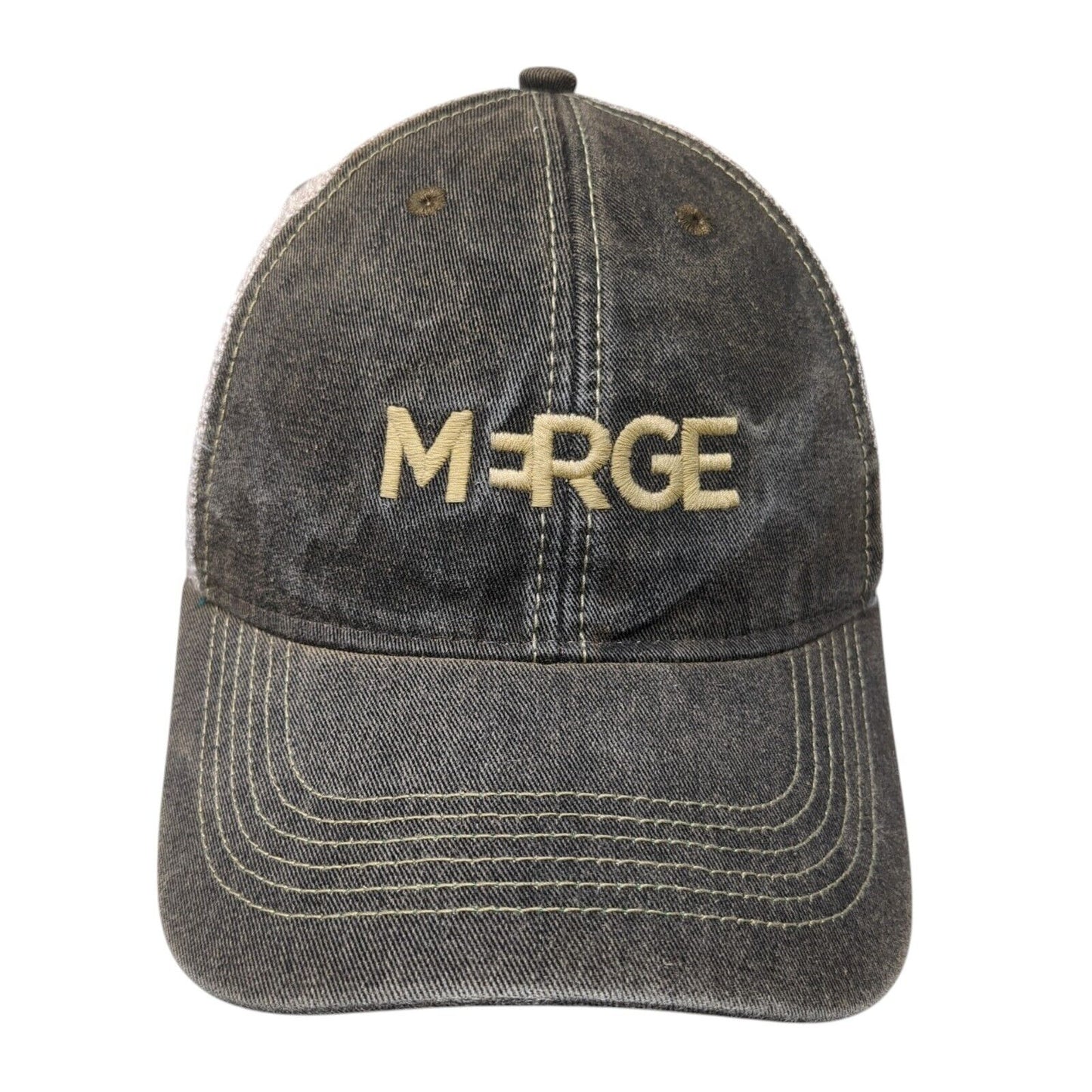 Merge Snapback Trucker Hat Gray OS Adjustable Embroidered Mesh Back Legacy