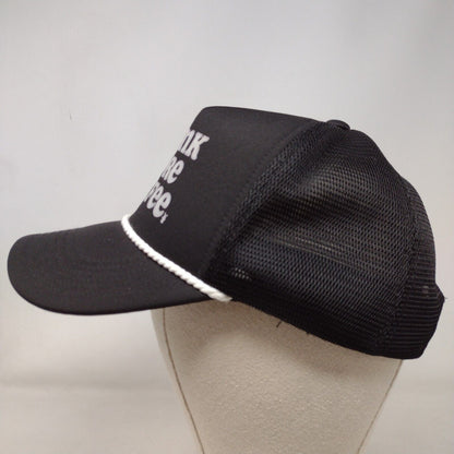 Drink More Coffee Snapback Rope Trucker Hat Black OSFA Mesh Back