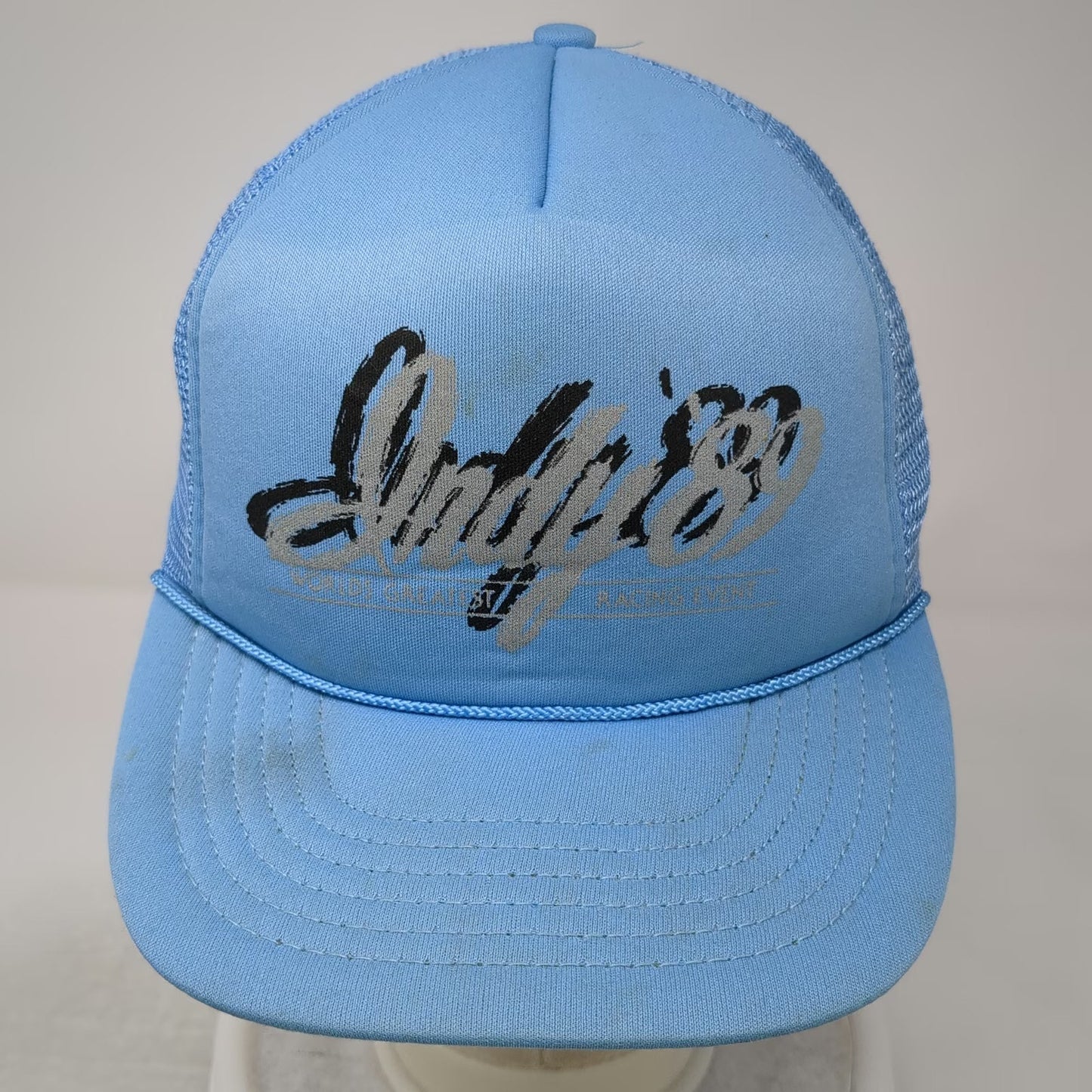 Indy 89 Indianapolis Racing Event Trucker Hat Blue Vintage Mesh Snapback Foam