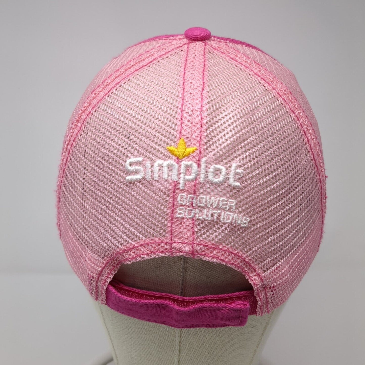 Innvictis Simplot Grower Solutions Strapback Trucker Hat Pink One Size Mesh Back