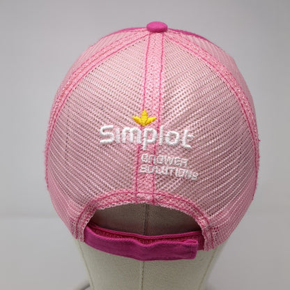 Innvictis Simplot Grower Solutions Strapback Trucker Hat Pink One Size Mesh Back