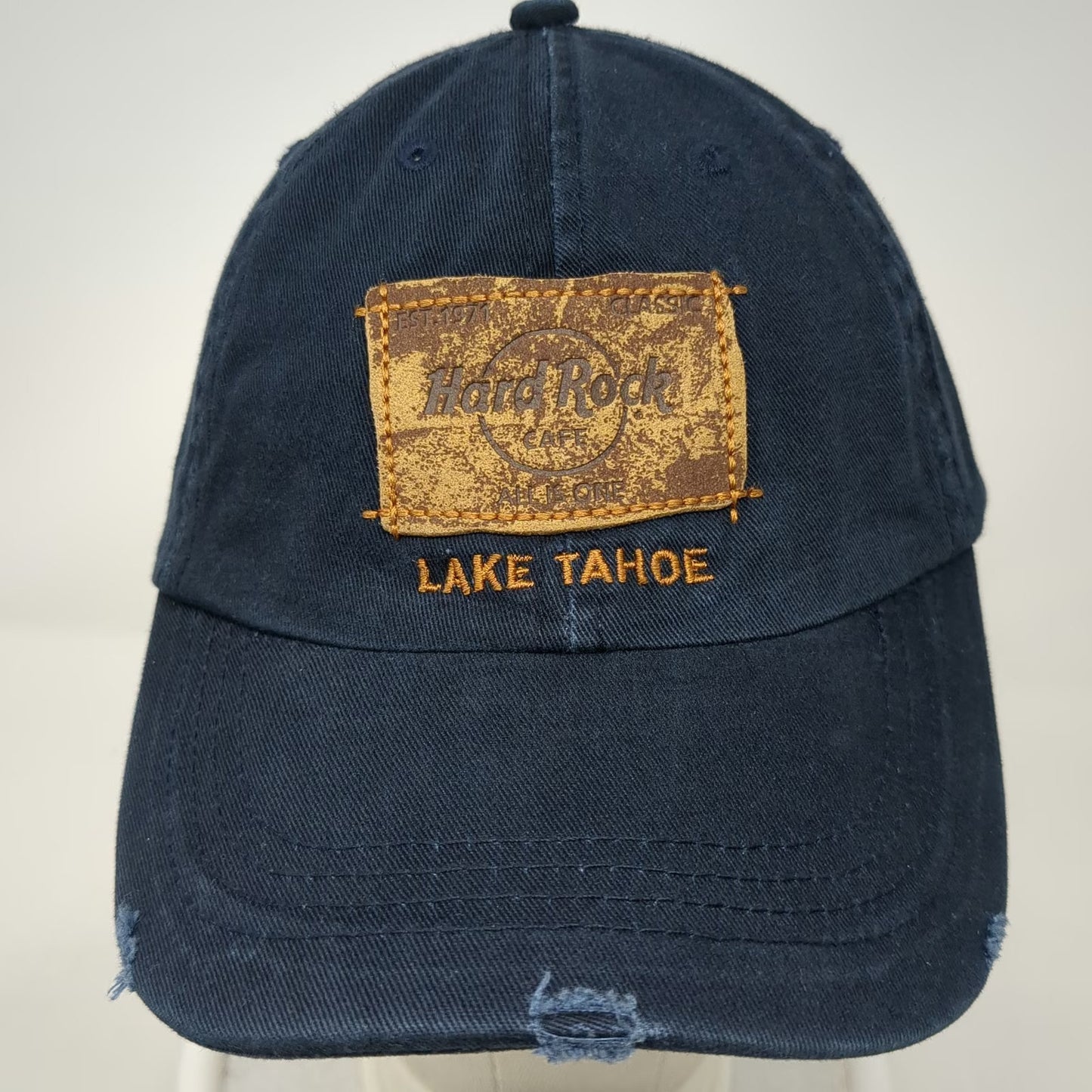Hard Rock Cafe Baseball Cap Blue Brown One Size Distressed Lake Tahoe Patch Hat