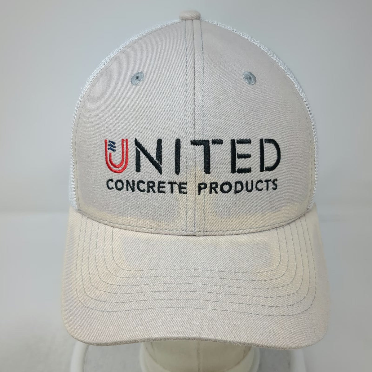 United Concrete Products Trucker Hat Beige One Size Mesh Snapback Structured