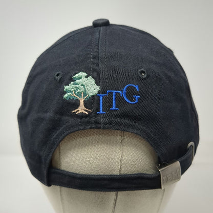 K-Products Baseball Cap Black Blue White IBM ITG Tree Slideback Hat Vintage