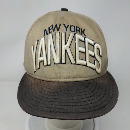 New Era MLB New York Yankees Snapback Hat Tan Size M-L Faded Distressed