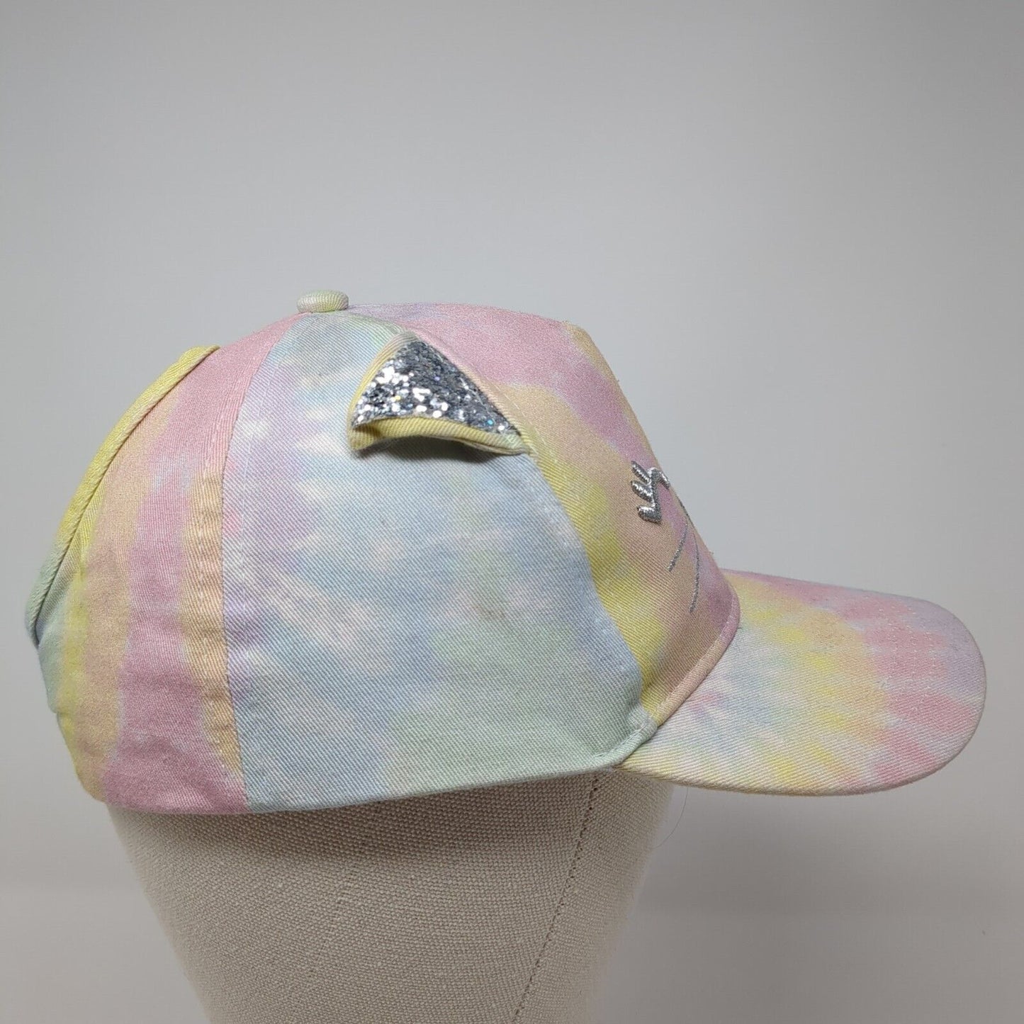 Cat Face Ears Kids Strapback Hat Ponytail Multi OSFA Tie Dye Ponyflo