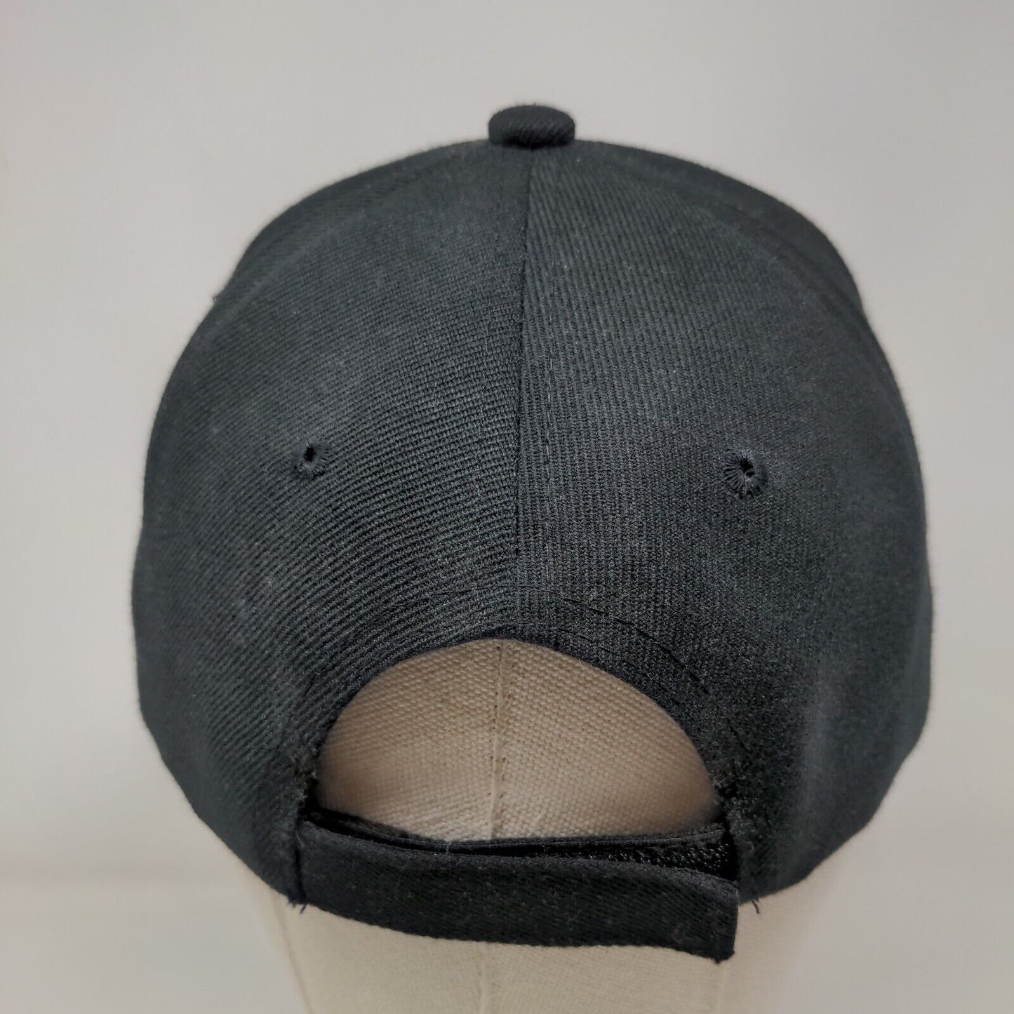 Unbranded Strapback Hat Black One Size 6 Panel Vent Holes Blank Solid