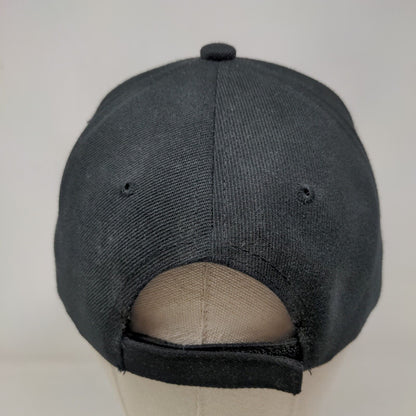 Unbranded Strapback Hat Black One Size 6 Panel Vent Holes Blank Solid
