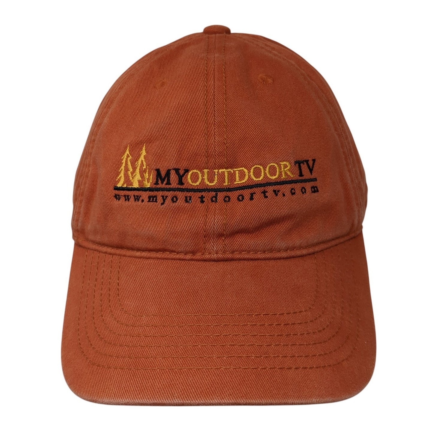 My Outdoor TV Slideback Baseball Cap Orange One Size Adjustable Embroidered