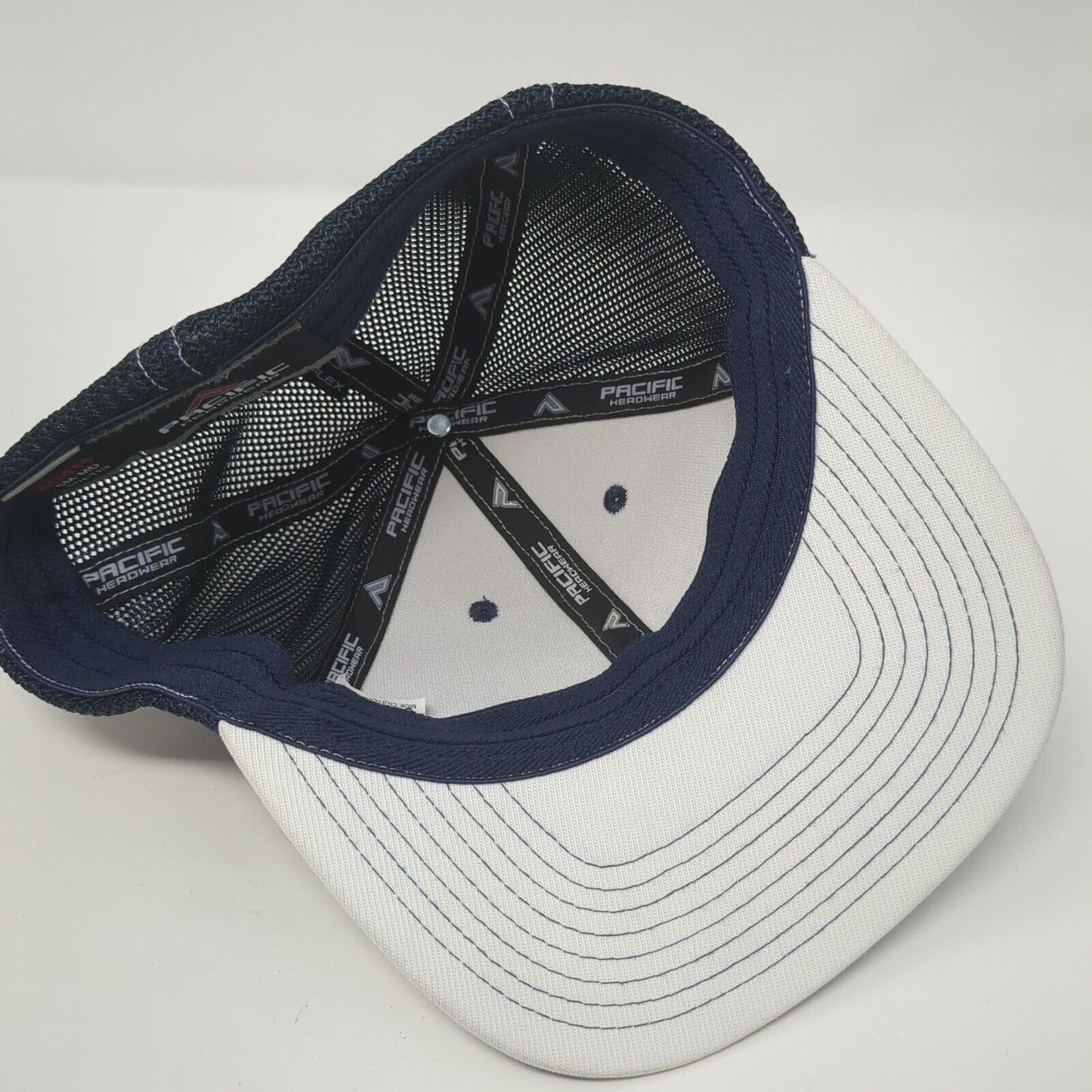 Pacific Headwear Fitted Trucker Hat Blue 6 7/8-7 3/8 Mesh Back 6 Panel Blank