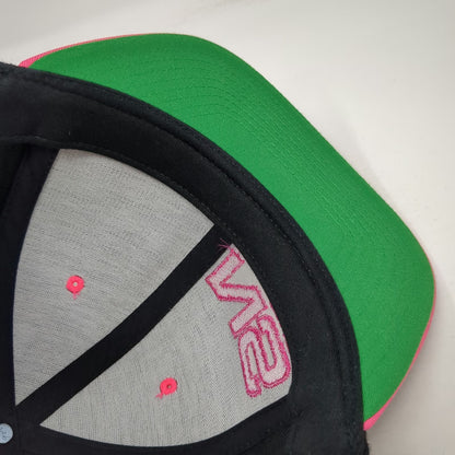 Yupoong Nutrishop NS Hat Snapback Black Pink One Size Flat Brim Green Undervisor