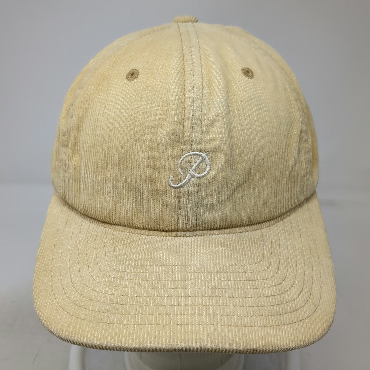 Primitive Baseball Cap Beige One Size Corduroy Hat Leather Strap Embroidered